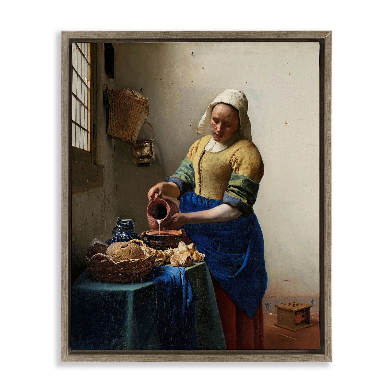 Stupell Industries Classical Vermeer The Milkmaid Framed Floater Canvas Wall Art Design by one1000paintings